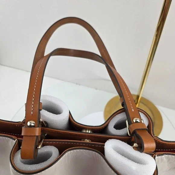 Dooney Bourke Small Barlow Flynn Tote Bag Leather Gray White Tan - Picture 6 of 15